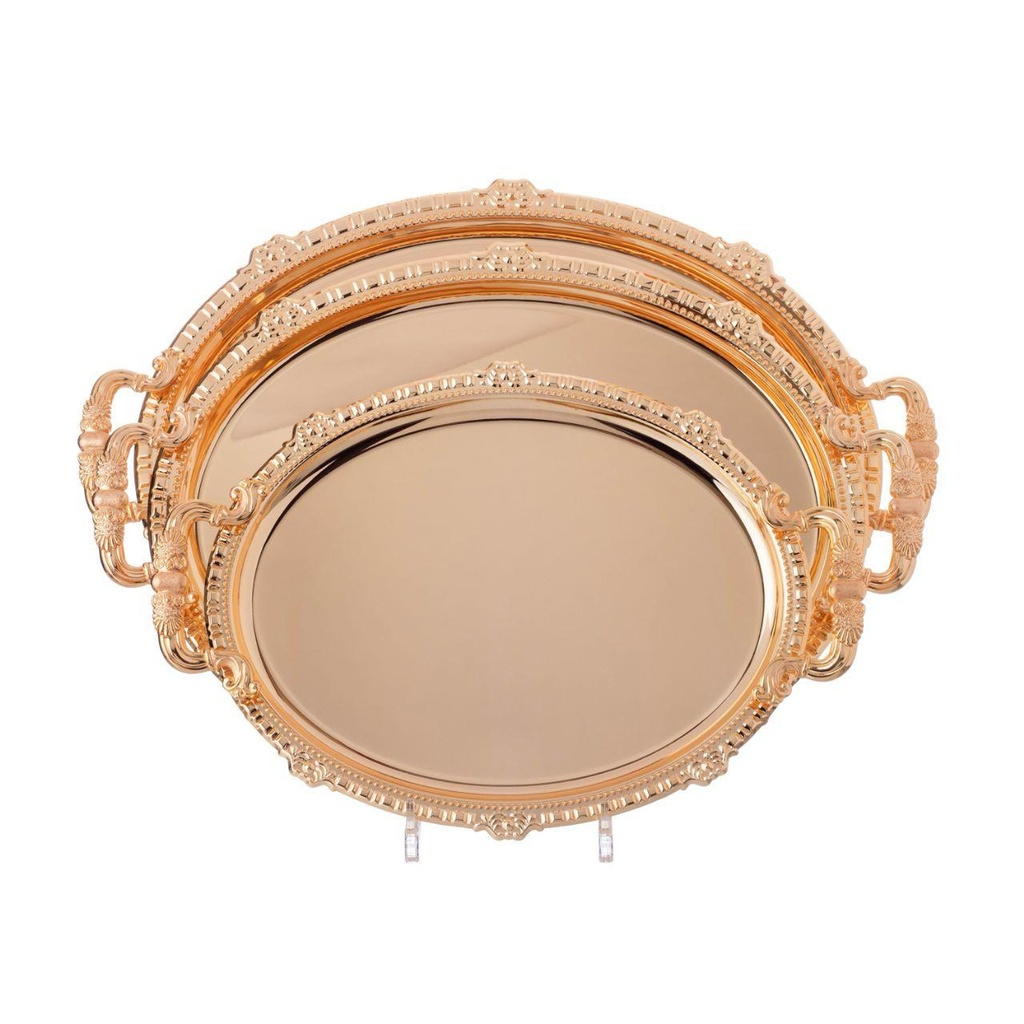 طقم تباسي بيضاوي منقوش ذهبي