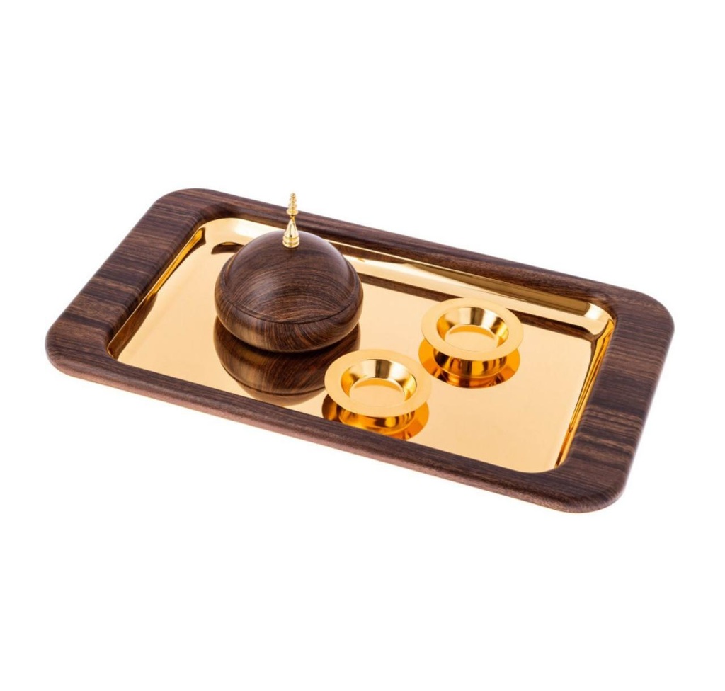 تبسي مفرد معدن ذهبي خشبي مع تمرية 29*49