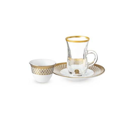 [18S-D9/G] طقم شاي وقهوة 18 قطعة ذهبي