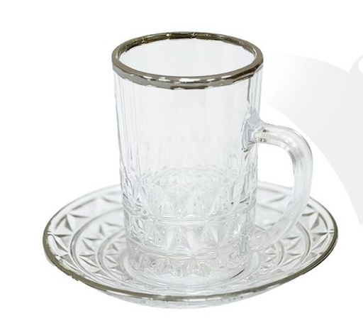 [KTM0028-12P] طقم كاسات شاي ريسيدا فضي